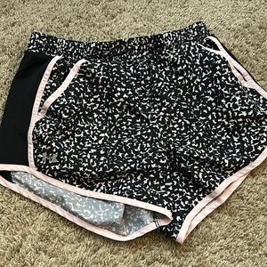 Pink and black under armor shorts